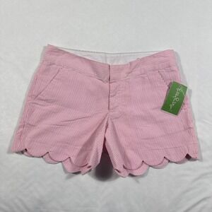 Lilly Pulitzer Buttercup Shorts Womens Size 0 Pink Lucky Seersucker Stripe NWT